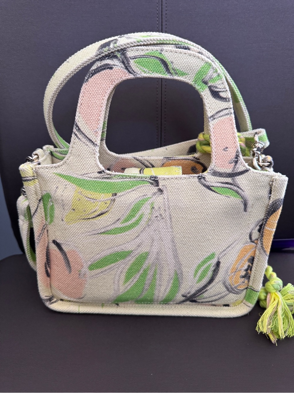 Vince Camuto Canvas Citrus Print Crossbody in Green and Yellow - Picture 2 of 9